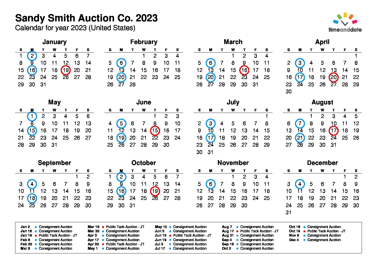 Click for 2023 Consignment Auction Calendar